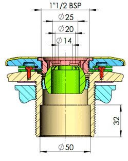 Astral verstelbare inspuiter voor prefab/polyester - wit tekening