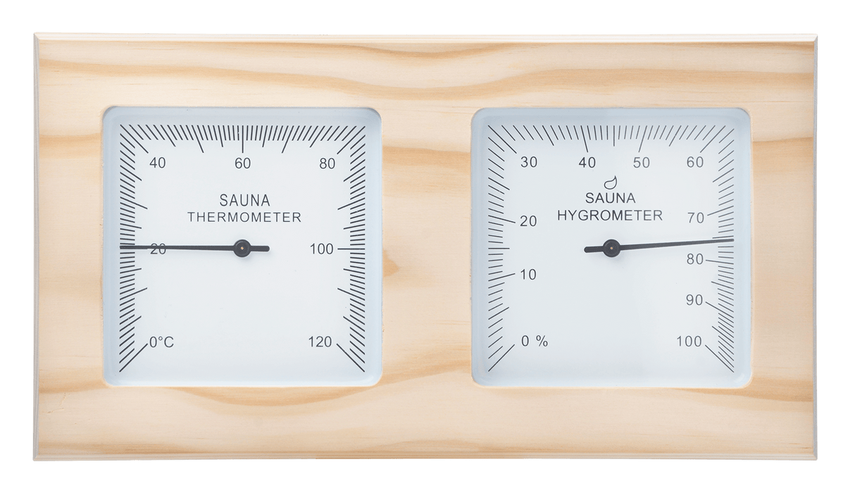 Sauna thermo-hygrometer 2-delig vierkant - Pine