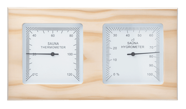 Sauna thermo-hygrometer 2-delig vierkant - Pine