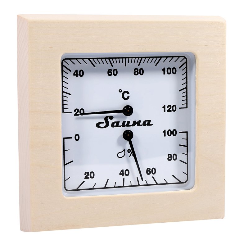 Sauna thermo-hygrometer vierkant - Pine