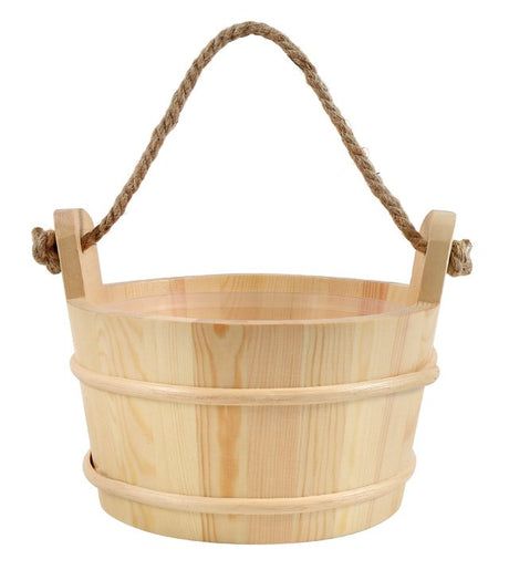 Houten sauna emmer (4 liter) met touw handvat - Pine