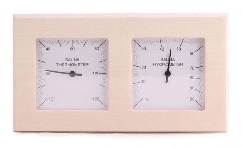 Sauna thermo-hygrometer 2-delig vierkant - Espen