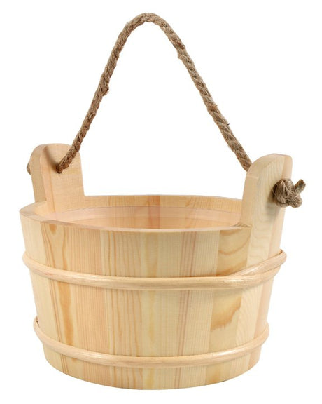 Houten sauna emmer (4 liter) met touw handvat - Pine