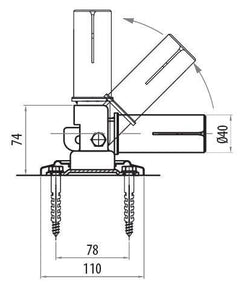 RVS-304 kantelverbinding (kort) standaard zwembadtrap Ø43 mm (1 stuk)