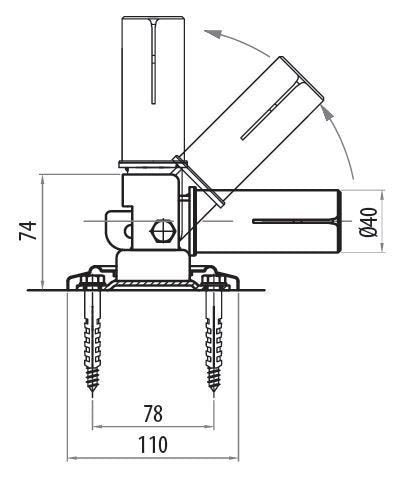 RVS-304 kantelverbinding (kort) standaard zwembadtrap Ø43 mm (1 stuk)