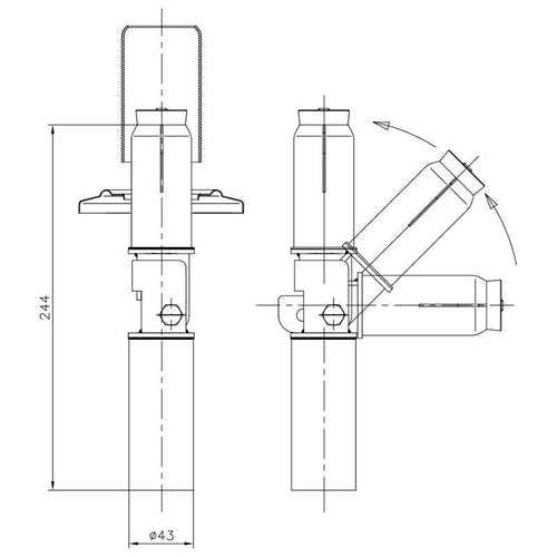 RVS-304 kantelverbinding standaard RVS zwembadtrap Ø43 mm (1 stuk)