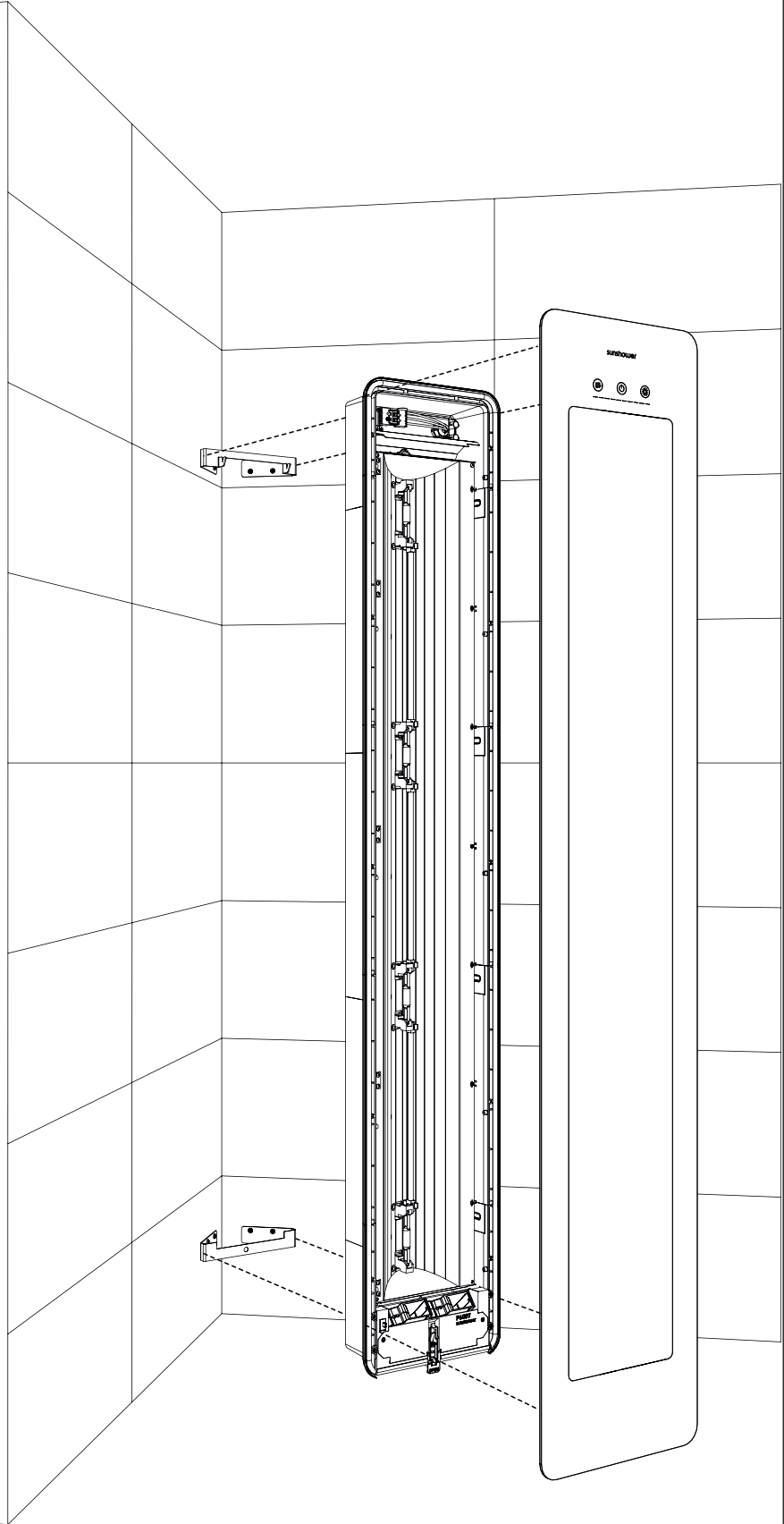 Sunshower installatieset hoek voor One-Plus S/M/L