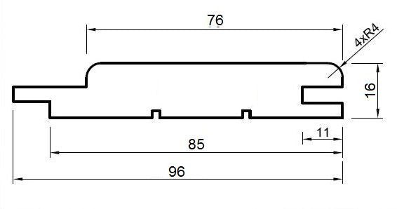 Nordisch Fichte saunaschroot 16 x 96 x 2400 mm