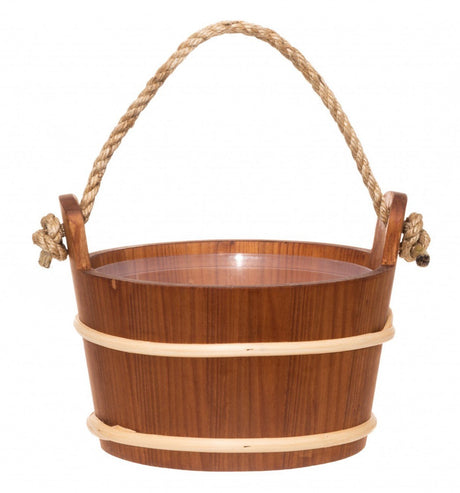 4Living houten sauna emmer (4 liter) met touw handvat - Alder hout