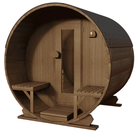 Gemodificeerd Ayous barrel sauna met voorportaal 180 cm