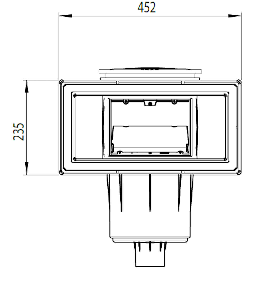 Astral ABS 17,5 liter skimmer brede mond - wit maattekening 2