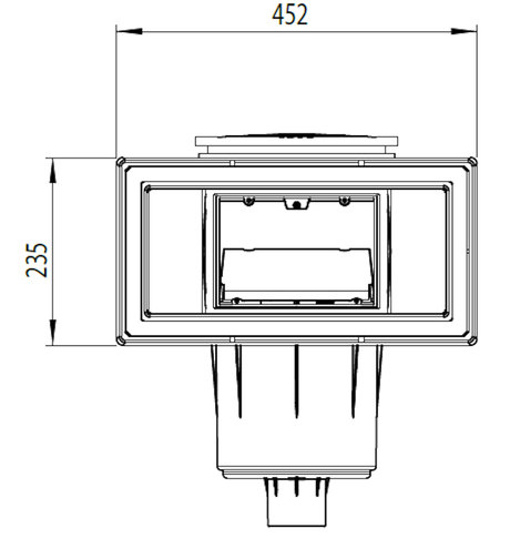 Astral ABS 17,5 liter skimmer brede mond - wit maattekening 2