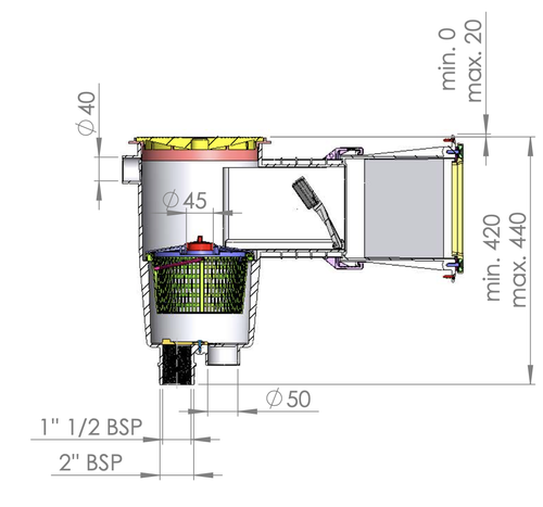 Astral ABS 15 liter skimmer brede mond - wit