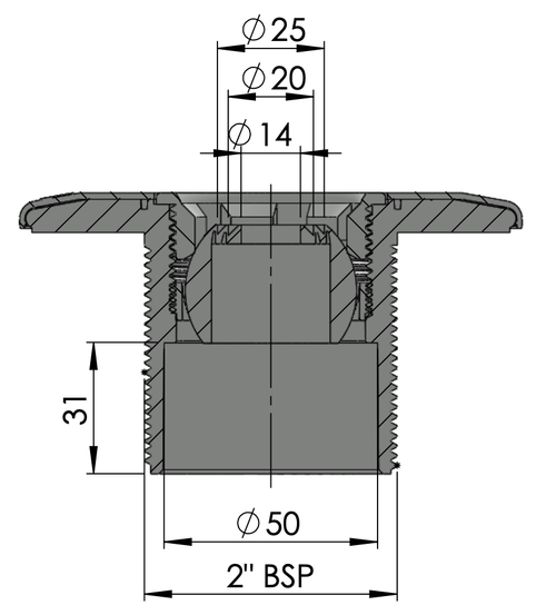 Astral verstelbare inspuiter (Ø14/20/25 mm) voor beton - wit