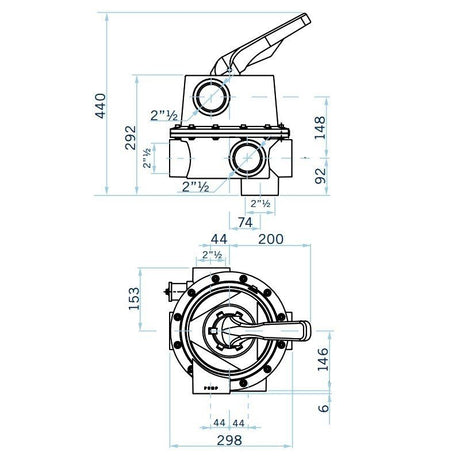 Astral 6-wegklep side-mount 2,5" voor Cantabric